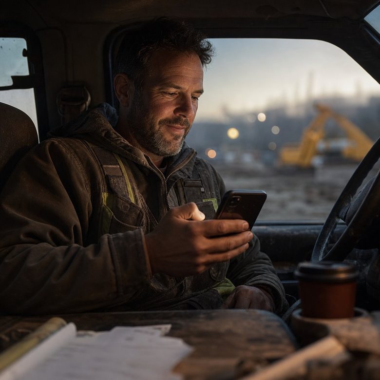 Entrepreneur qui répond au quiz sur son téléphone